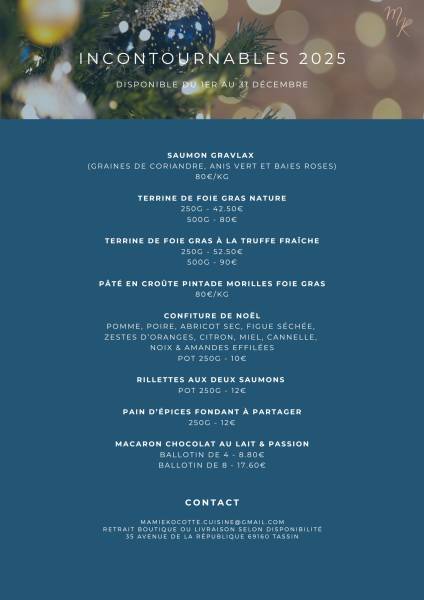 Livraison de coffrets gourmands à Lyon pour Noël par votre traiteur Mamie Kocotte